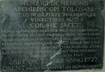 Plaque funéraire d'Henri de Nesmond, archevêque de Toulouse mort en 1727