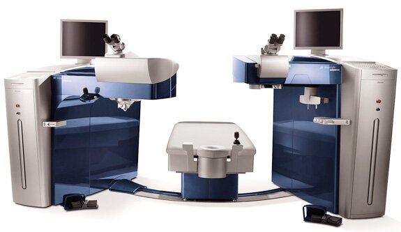 Plateforme de chirurgie réfractive du CHU de Toulouse avec un laser Femtoseconde, un laser Excimer et un lit patient à translation automatique