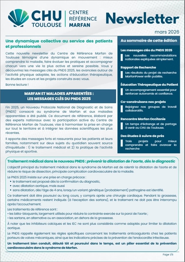 Newsletter du centre de référence du syndrome de Marfan #2 - mars 2026